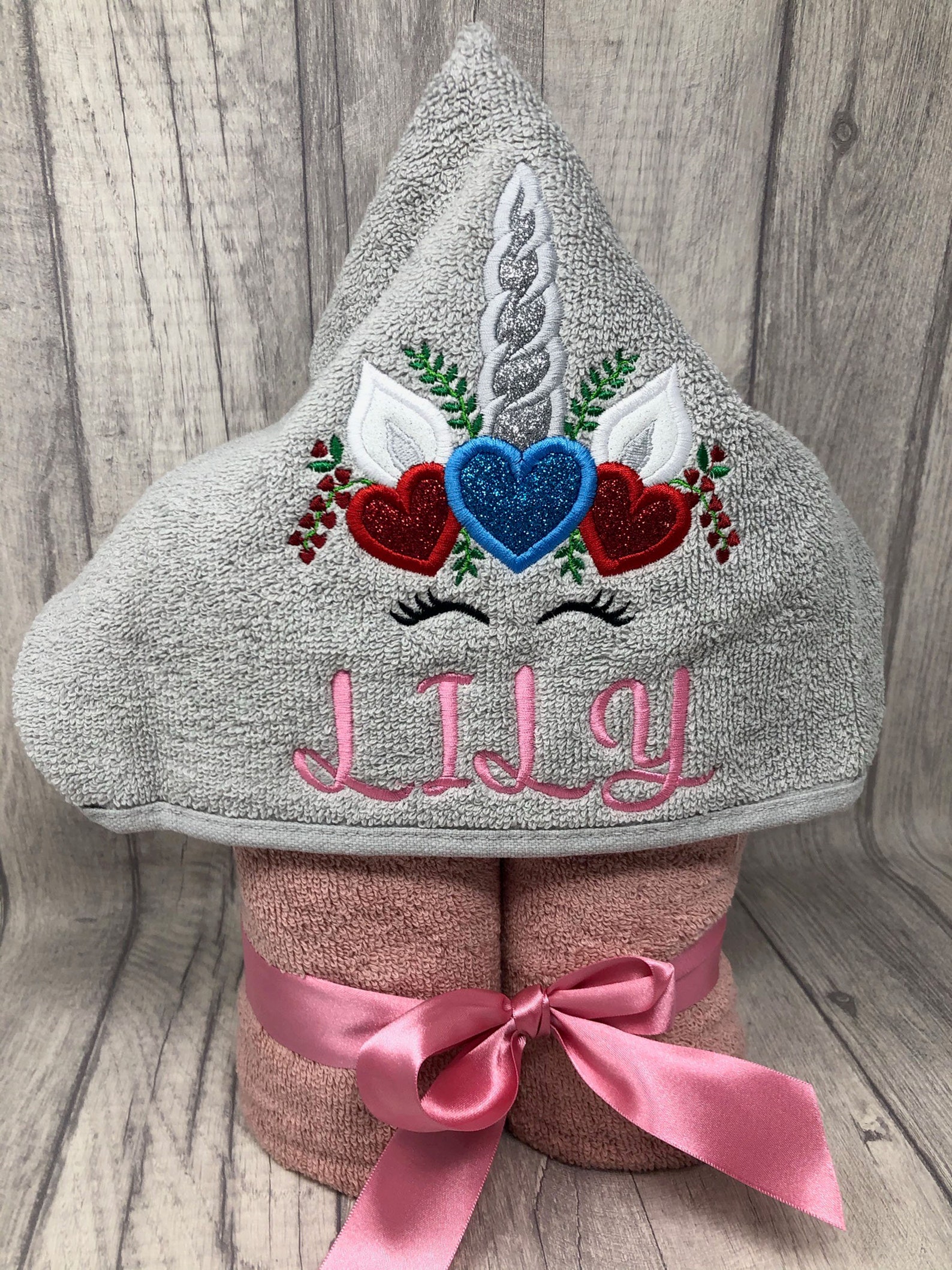 Personalised Kids Hooded Towel Hooded Bath Towel Embroidered | Etsy UK