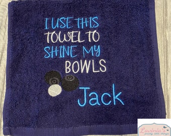 Personalised Bowling Towel, Personalised Bowling Ball Towel, Embroidered Saying, Gifts For Bowling, Personalised Sports Towel Gifts