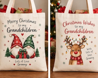 Personalised Christmas Tote Bag | Reusable Christmas Gift Bag | Festive Shopping Bag | Christmas Present Bag