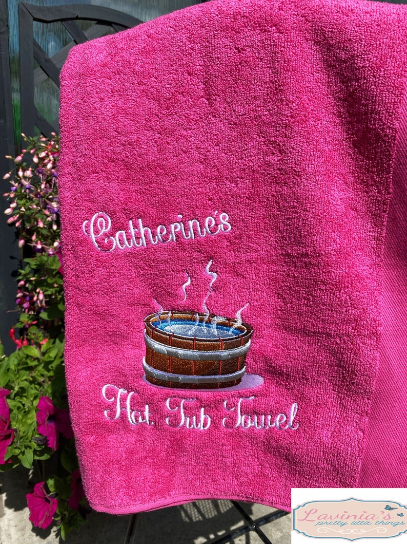 Personalised Hot Tub Towel, Embroidered Hot Tub Design, Custom Name Towel, Pool Party Towel, Hot Tub Towel with Name, Ideal for Gifts 