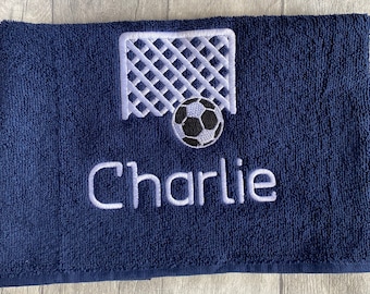 Football Personalised Towel, Football Net Towel, Embroidered Football, Net, Name Towel, Custom Football Name Towel Gifts