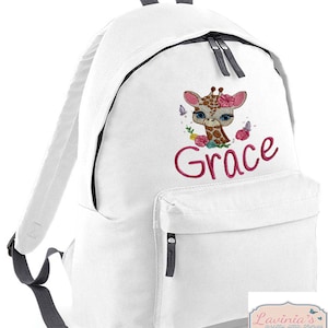 Giraffe Animal Backpack, Personalised Embroidered Giraffe, Junior backpack, Back to School Bag, Gifts