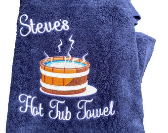 Personalised Hot Tub Towel, Embroidered Hot Tub Design, Custom Name Towel, Pool Party Towel, Hot Tub Towel with Name, Ideal for Gifts