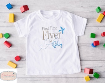 Embroidered First Time Flyer T-Shirt, Personalised Airplane Tee
