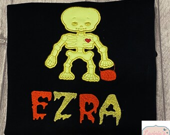 Personalised Glow in the Dark Halloween Skeleton Sweatshirt, Glow in the Dark Jumper, Fancy Dress Party Top, Adults, Kids Halloween Tops