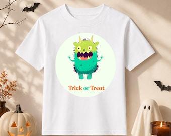 Cute Halloween Monster Kids T-Shirt | Trick or Treat Shirt for Boys & Girls | Funny Halloween Tee | Cute Spooky Monster Top
