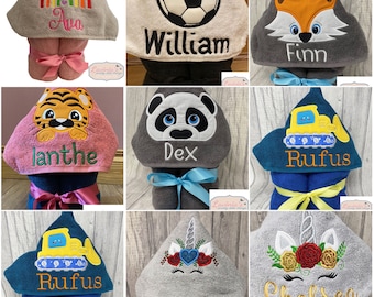 Personalised Kids Hooded Towel, Hooded Bath Towel, Embroidered Name Hood Towel, Holiday Swimming, Custom Name, Personalised Gifts For Kids