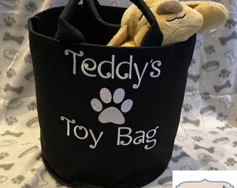 Embroidered Dog Pet Storage Basket,Personalised Puppy Toy Basket, Trug Felt Storage Bag, Personalised Pets Toy Basket, Gifts for New Puppies