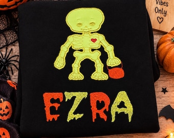 Personalised Glow in the Dark Halloween Skeleton Top, Glow in the Dark T-Shirt, Fancy Dress Party Top, Halloween Skeleton T shirt, Gifts
