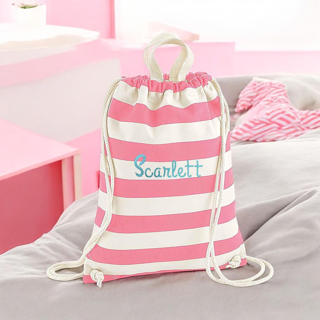 Personalised Embroidered Nautical Drawstring Bag, Personalised Swimming ...