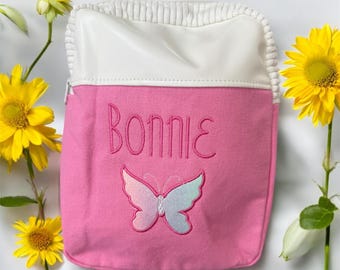 Personalised Kids Mini Backpack, Embroidered Butterfly Name Bag