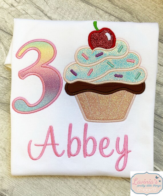Personalized Birthday Girl Cupcake -Customizable- Name Womens