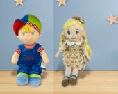 Personalised Embroidered Rag Doll, Boy, Girls Personalised Doll, Newborn Gifts, Christmas Stocking Fillers, Birthdays