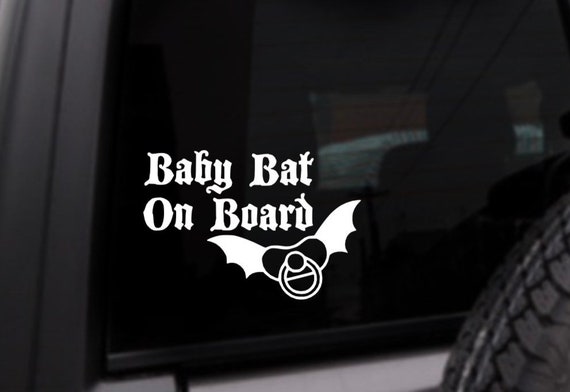 Baby Bat On Board Car Decal, Spooky Sticker, Gothic, Personalized Vinyl Sticker, Custom Color Decal, Gift For Mom