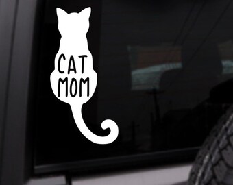 Cat Mom, Kitty Mama, Cat Lover Car Decal, Yeti / Laptop / Mac Book / Computer Sticker, Personalized Vinyl Sticker, Custom Color Decal