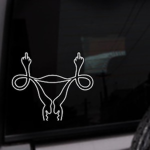 Double Middle Finger Uterus Car Decal, No Uterus No Opinion, Yeti / Laptop / Computer Sticker, Vinyl Sticker, Custom Color | Pro Choice