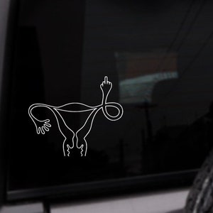 Middle Finger Uterus Car Decal, No Uterus No Opinion, Yeti / Laptop / Computer Sticker, Personalized Vinyl Sticker, Custom Color Decal