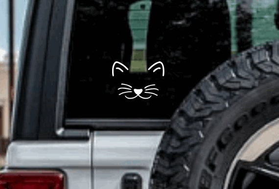 Cat Face Decal - Animal, Funny Car Decal, Personalized Vinyl Sticker, Custom Color Decal, Cute Sticker, Gift, Cute, Cat Sticker