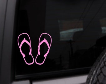 Flip Flops, Beach, Car Decal, Laptop, Hydroflask, Vinyl Sticker, Custom Color Decal