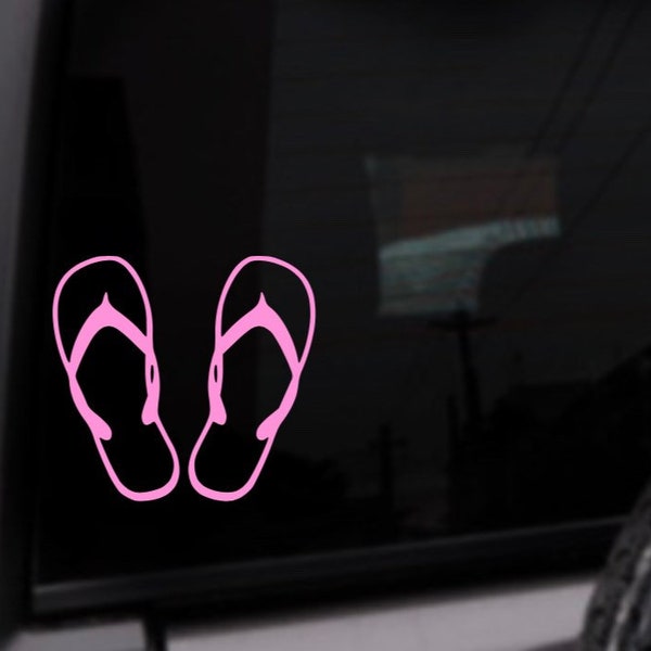 Flip Flops, Beach, Car Decal, Laptop, Hydroflask, Vinyl Sticker, Custom Color Decal