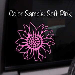 Sunflower Car Decal, Vinyl Sticker, Custom Color Decal image 3