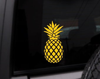 Pineapple Car Decal, Personalized Vinyl Sticker, Custom Color Decal