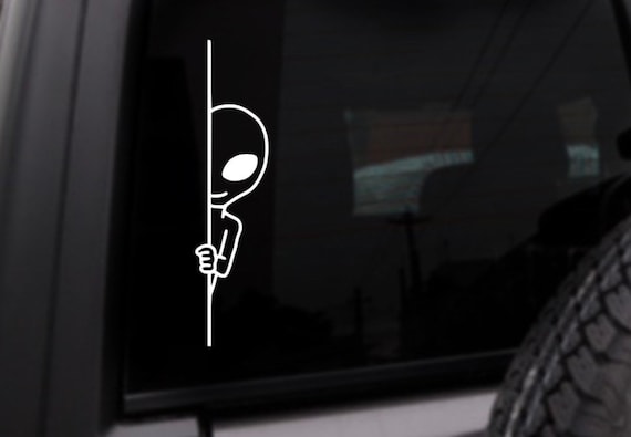 Peeking Alien Area 51 UFO Car Decal, Yeti / Laptop / Mac Book / Computer Sticker, Personalized Vinyl Sticker, Custom Color Decal