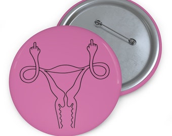 Doble dedo medio Botón del útero Pin / Pin de los derechos de la mujer / Mi cuerpo mi elección / Sin útero sin opinión / Regalo de poder femenino