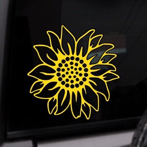 Sunflower Car Decal, Vinyl Sticker, Custom Color Decal