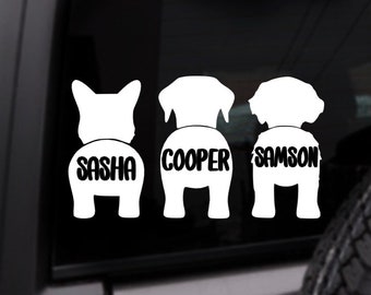 Dog Butt Custom Name Car Decal, Personalized Vinyl Sticker, Custom Color Decal