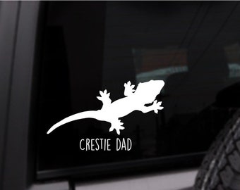 Crestie Dad Car Decal, Crested Gecko, Yeti Sticker, Laptop Sticker, Personalized, Custom Color Decal