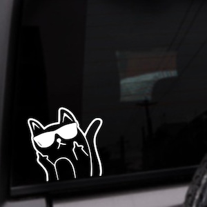 Middle Finger Cat Car Decal, Cool Cat, Personalized Vinyl Sticker, Custom Color Decal, Cat Lady