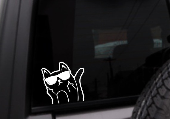 Middle Finger Cat Car Decal, Cool Cat, Personalized Vinyl Sticker, Custom Color Decal, Cat Lady