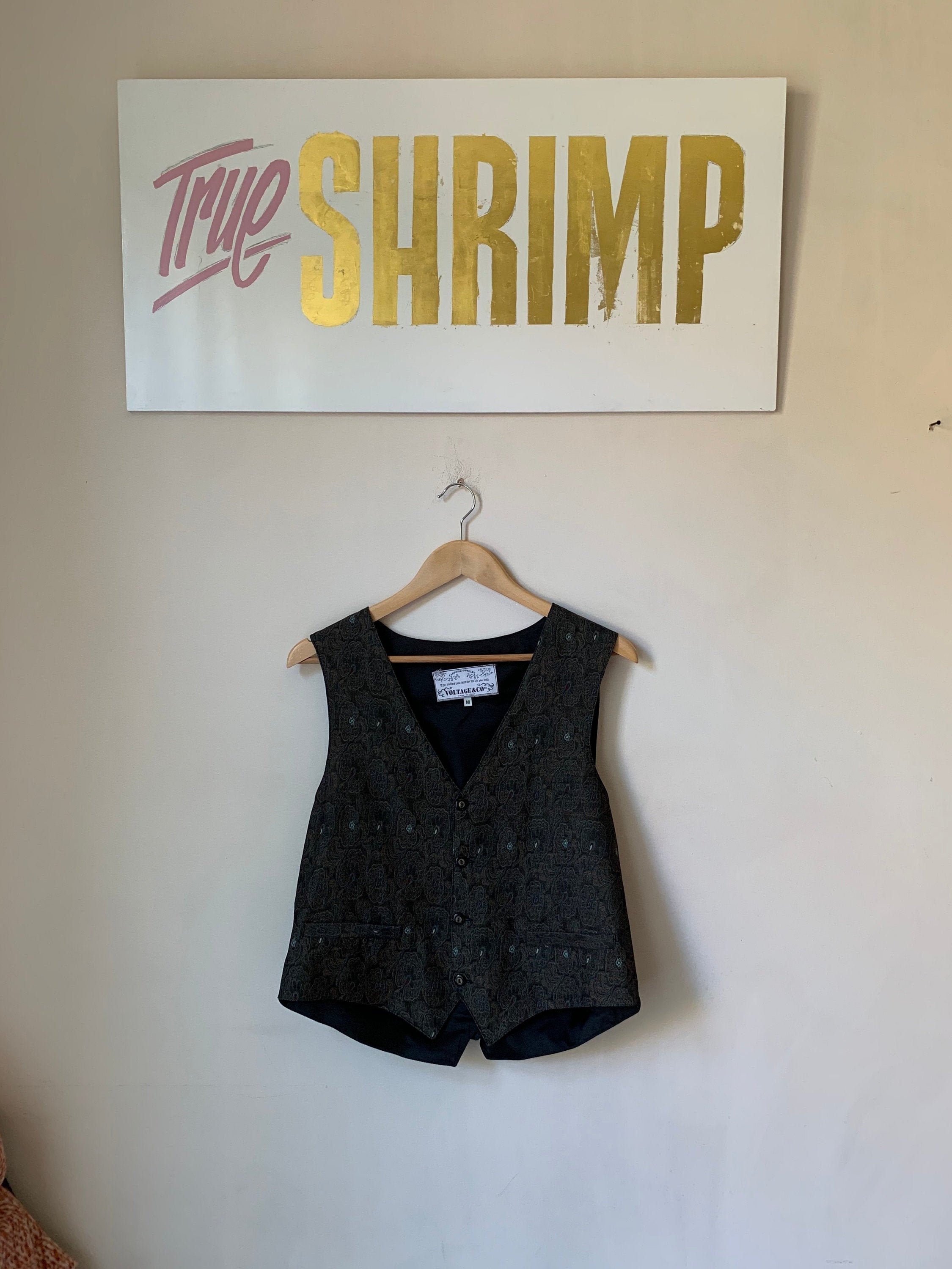 Image of Vintage Men's Wool Mix Brown Paisley Waistcoat - Small 1980S 1990S Vest