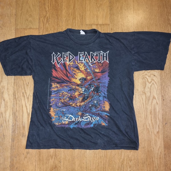 Iced Earth The Dark Saga Vintage 1996 European Tour T-Shirt Power Thrash Metal Blind Guardian Demons & Wizards Metallica L/XL