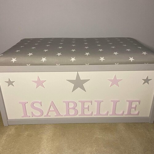 Personalised Bespoke Wooden Toy Box Large Hinged Lid With Etsy UK