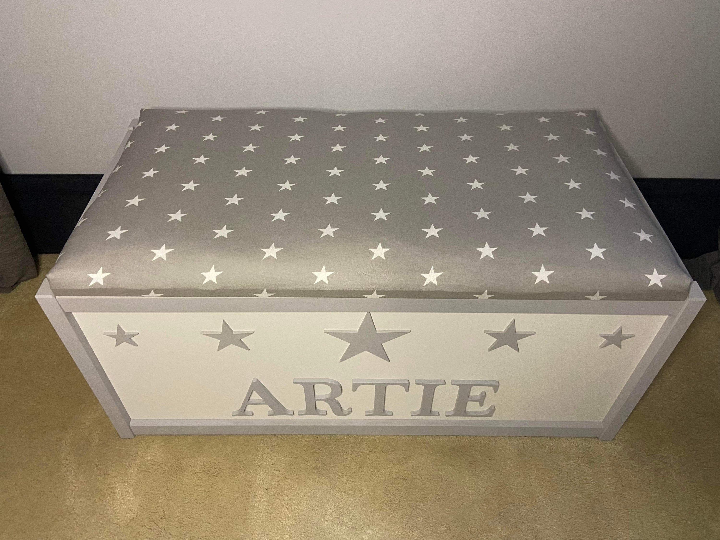 Large Personalised Toy Box With Safety Gas Strut. Padded Star Etsy