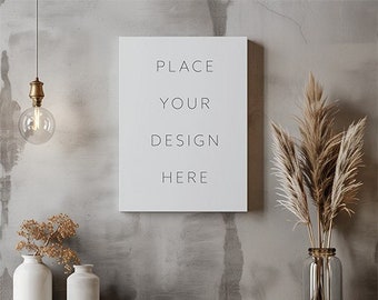 Canvas Vertical Mockup PSD in Cozy Home Interior