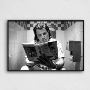 PULP FICTION Black & White Toilet Movie Poster
