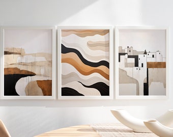 Set of 3 Prints, Abstract Contemporary Art, Printable Wall Art, Beach House Print, DIGITAL Print