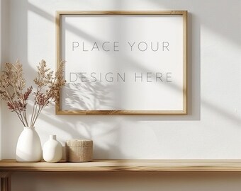 Wooden Frame Mockup PSD in Cosy Home Interior