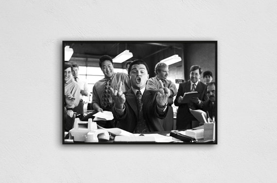 WOLF of WALL STREET Flip off Black & White Poster 11x17 Inches