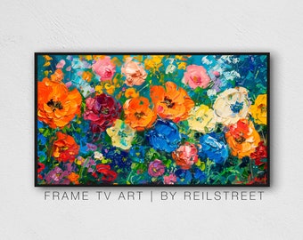 Samsung The Frame Tv Art, Floral Bloom Oil Painting 06, Digital Download, Digital Print