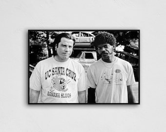 PULP FICTION Black & White T-Shirt John and Samuel Movie Poster