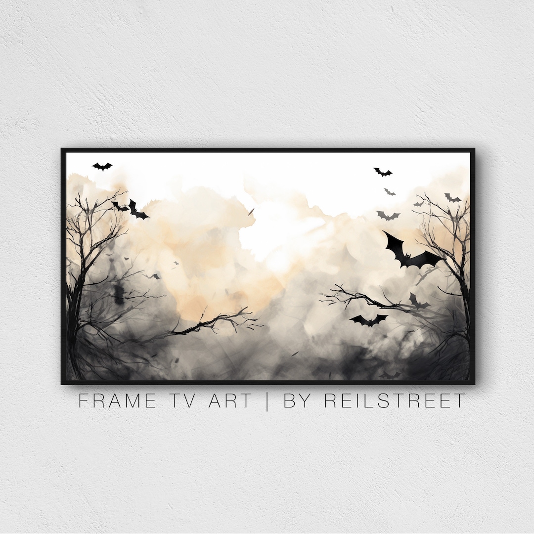 Bats Out of the Darkness Watercolor Painting, Samsung the Frame Tv Art ...
