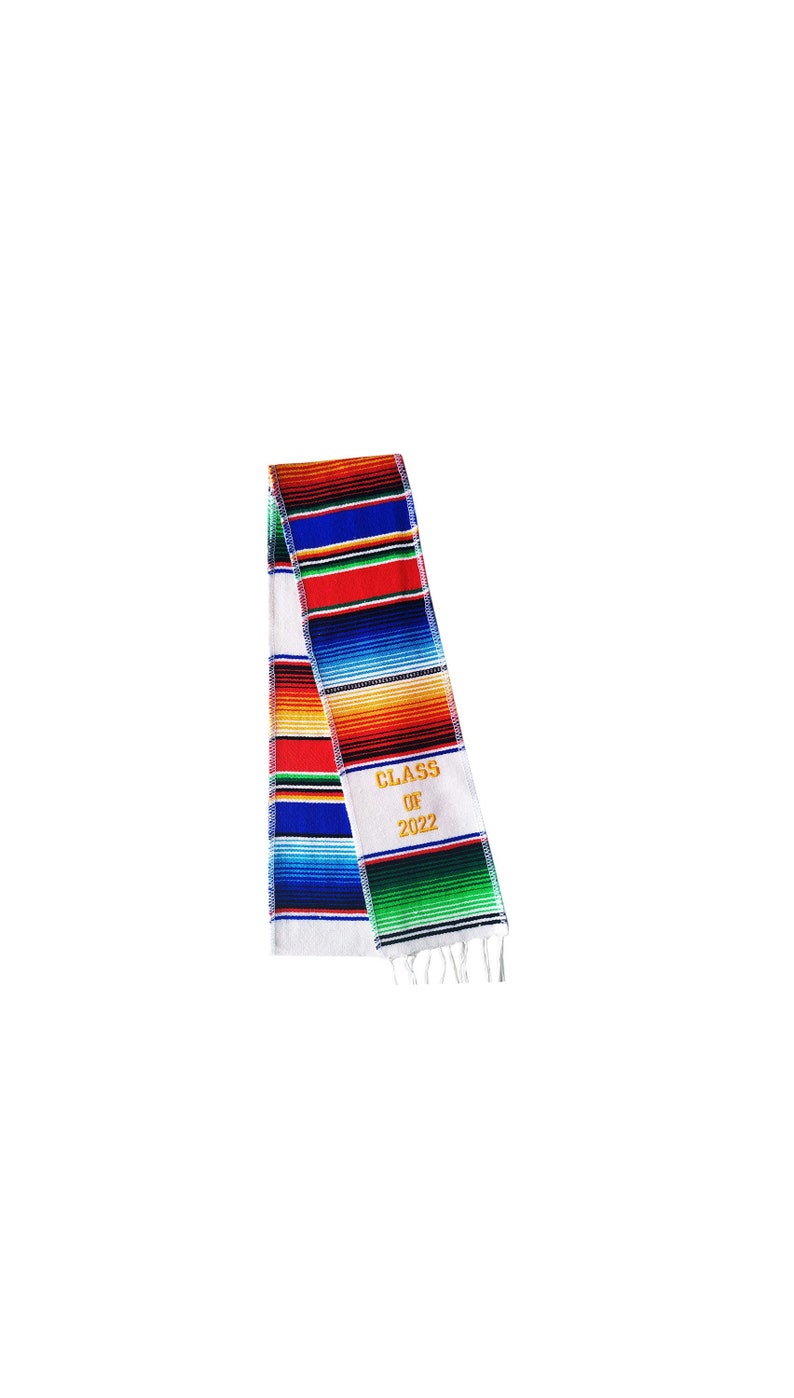 Class of 2022 Mexican Graduation Stole, White Hispanic Graduation Serape Sash Scarf to Show Pride of Your Latin Ethnicity and Latino Roots 