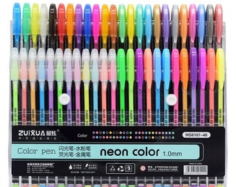 Gel Refills Pens Drawing 18x Neon Glitter Gel Pen Marker Pen with Carry Case 