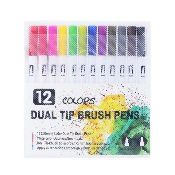 dual tip brush pens 12