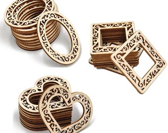 Cercle de cœur en forme de bois carré | DIY Crafts Mariage | 10pcs Lot