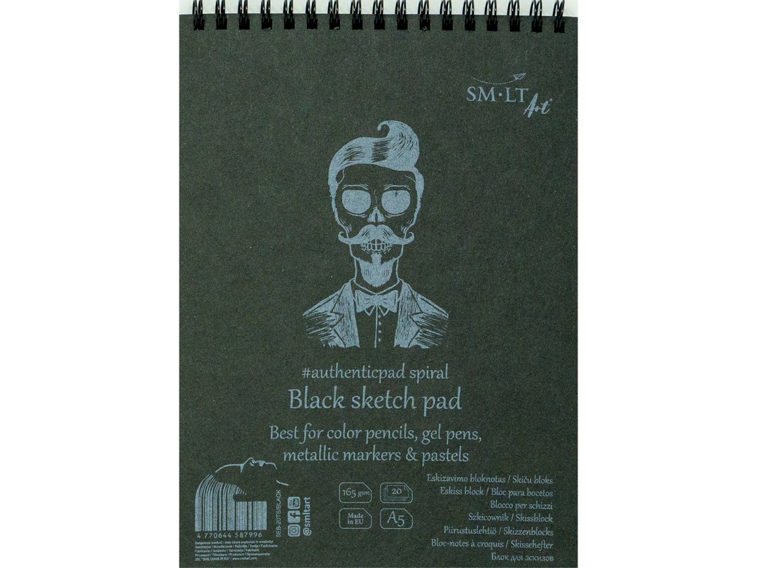 Seawhite Black Card Hard Back Spiral Sketchbook 220gsm 40 sheets